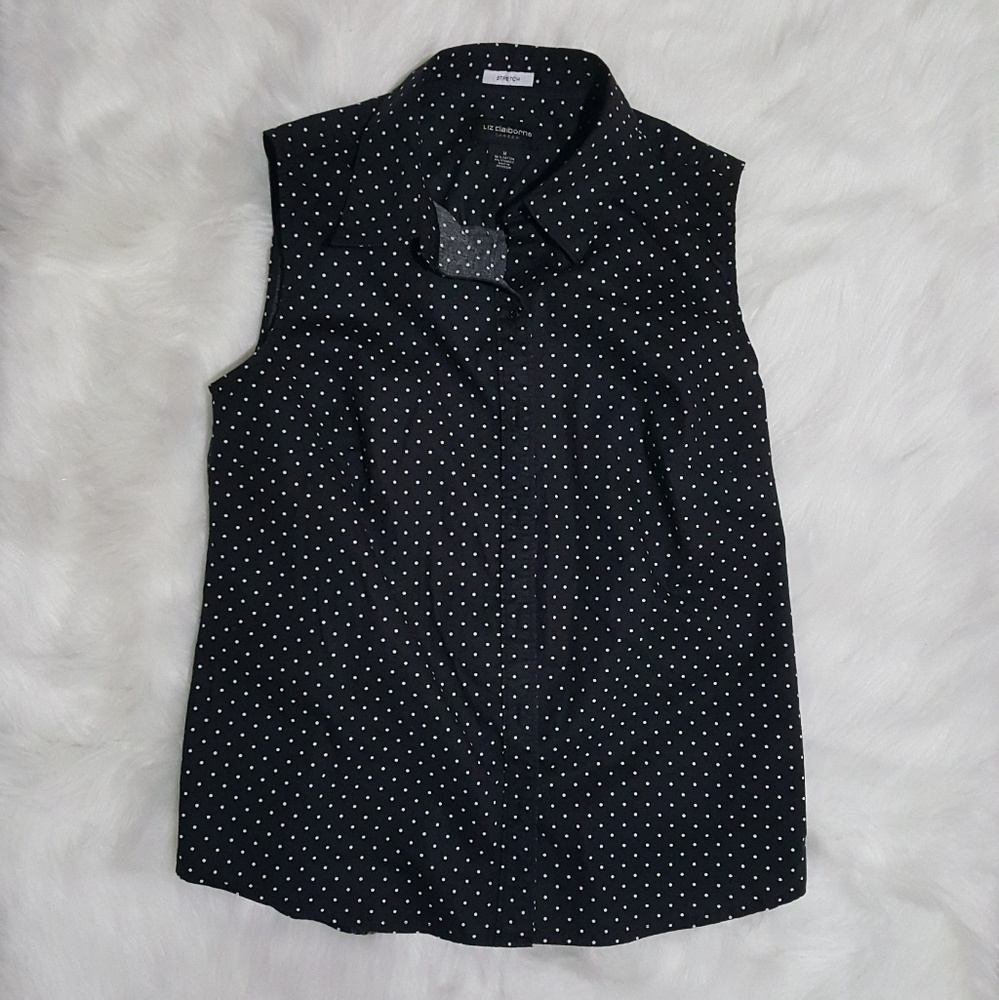 Sleeveless Shirt Polka Dot Liz Claiborne